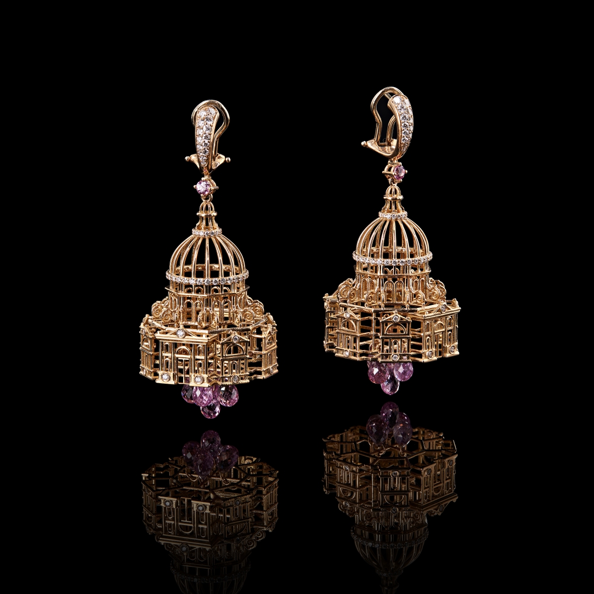 Pink gold Basilica della Salute earrings